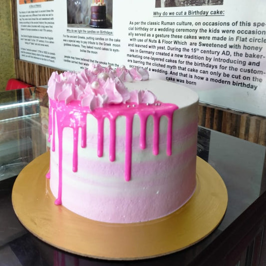 Pink Strawberry Dripping Cake