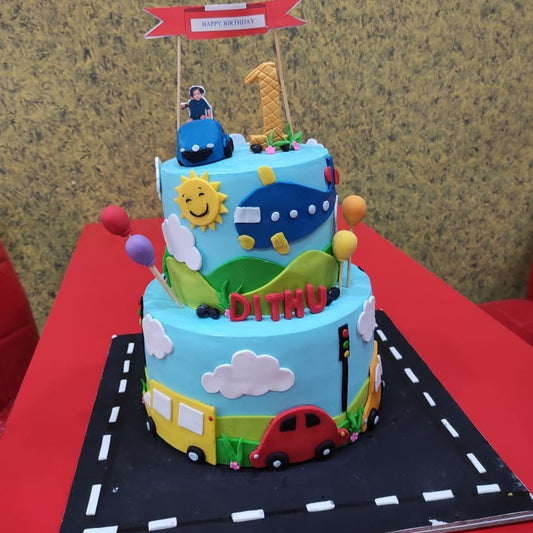 Car Cake  Fondant 1st Birthday For Boys